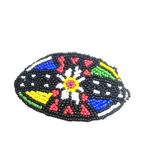 Seed Beads Hair Barrette Tension Clip South Western Design Flaw Black White Red